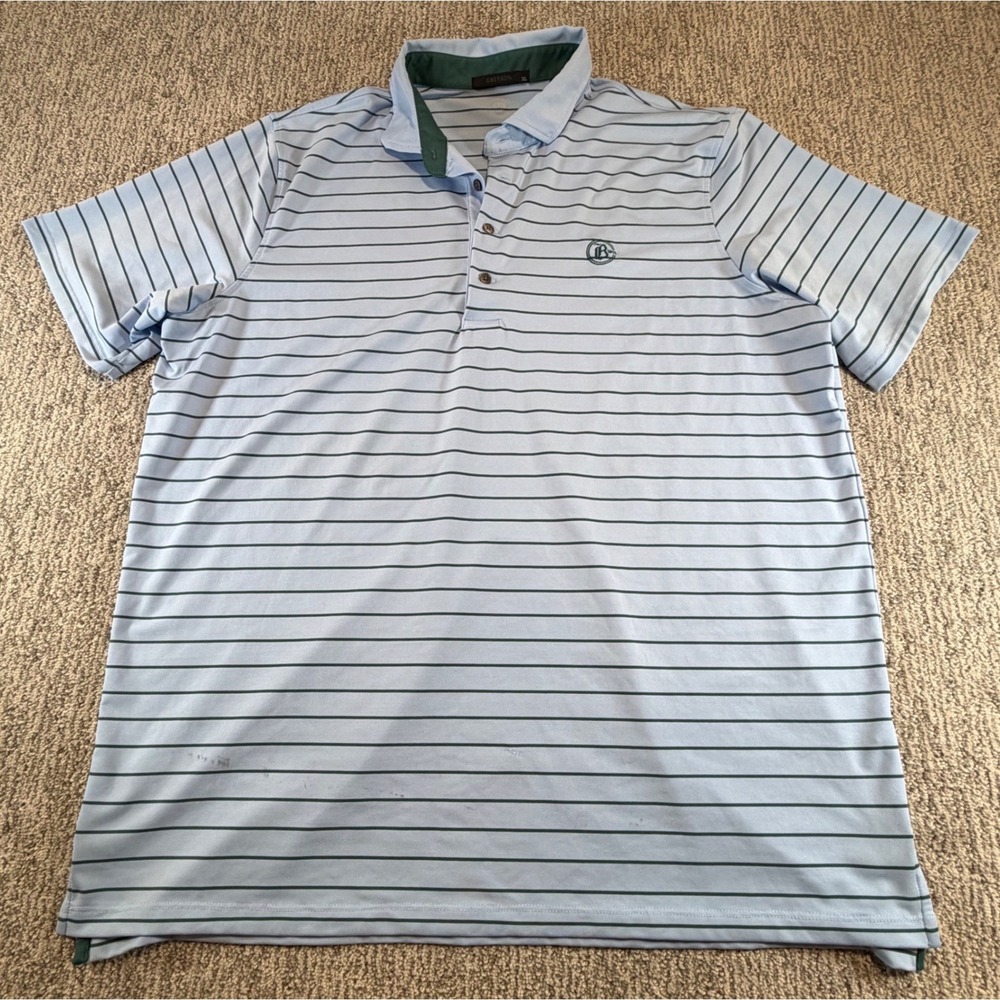 Greyson Polo Shirt Mens XL Blue Green Striped Short Sleeve Golf Top‎